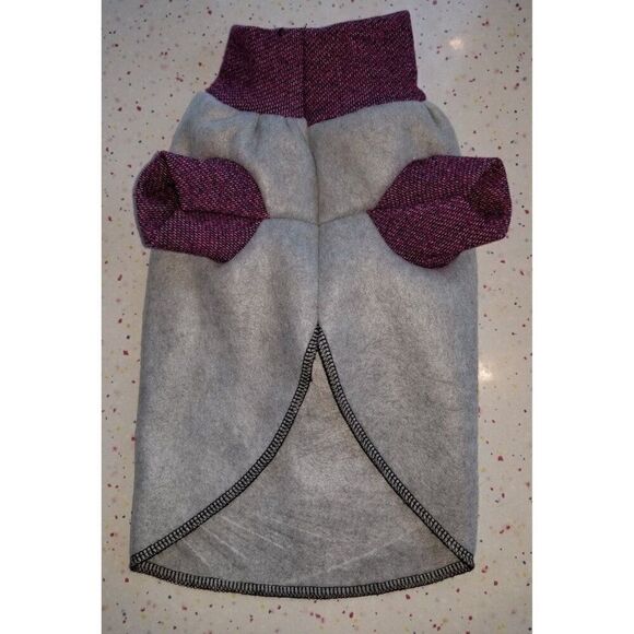 PBK Dog Cat Sweater SMALL Upcycled GRAY W/ PURPLE HEATHER DOG & HEART RECYCLED - Picture 2 of 6